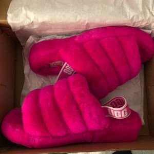 Hot Pink Ugg Fluff Yeah slide size 8